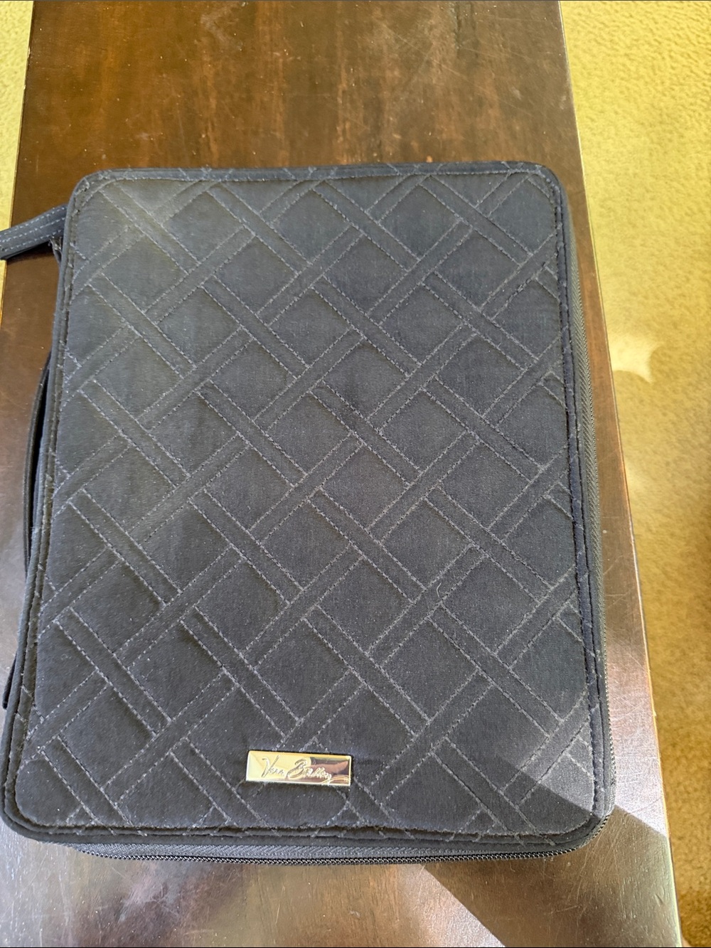 Vera Bradley Black Quilted Zip Folio